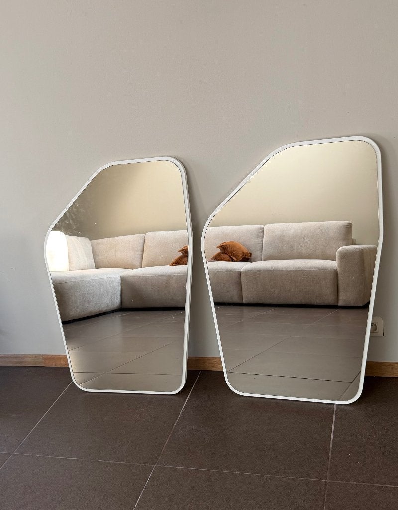 Lot de 2 grands miroirs asymétriques , Ophalen, 50 tot 100 cm, Wit, 50 tot 100 cm
