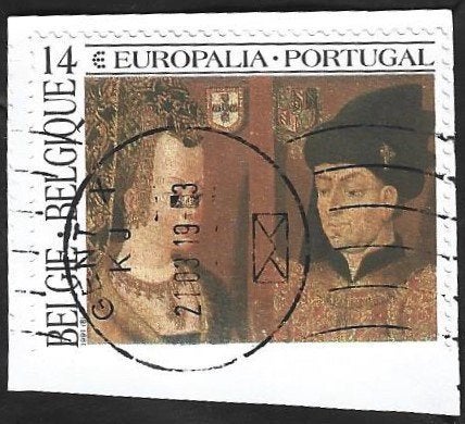 1 Postzegel Gezamenlijke uitgifte België Portugal, Oblitéré, Enlèvement ou Envoi, Europe, Sans enveloppe