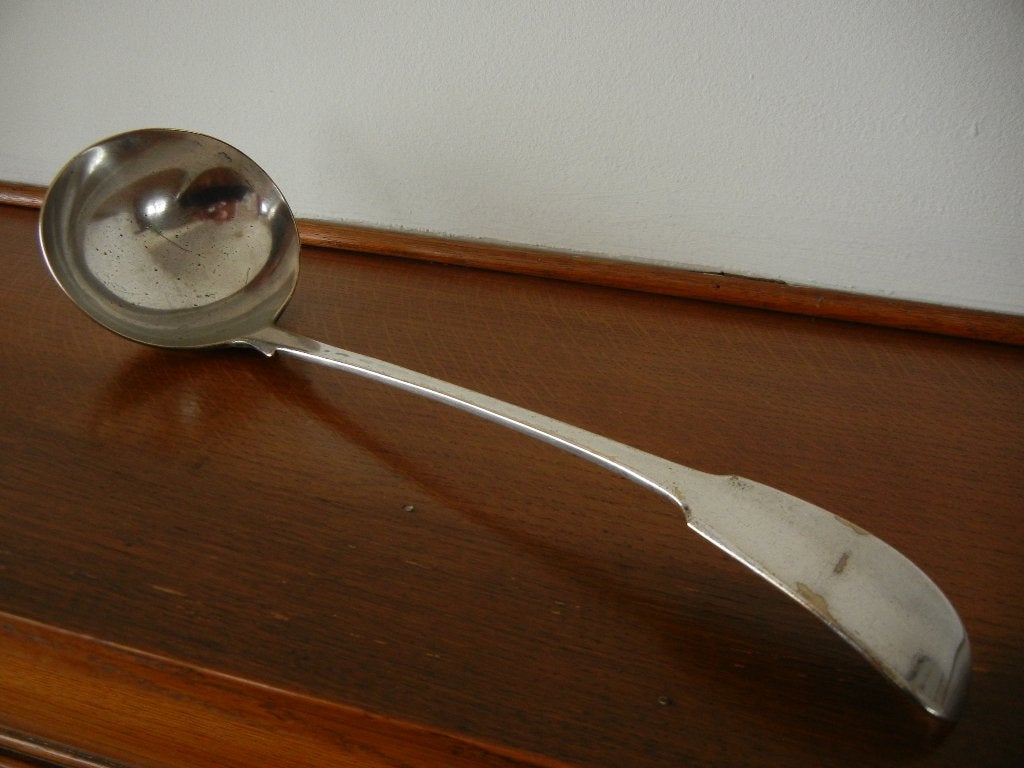 antieke verzilverde pollepel, Antiek en Kunst, Ophalen of Verzenden