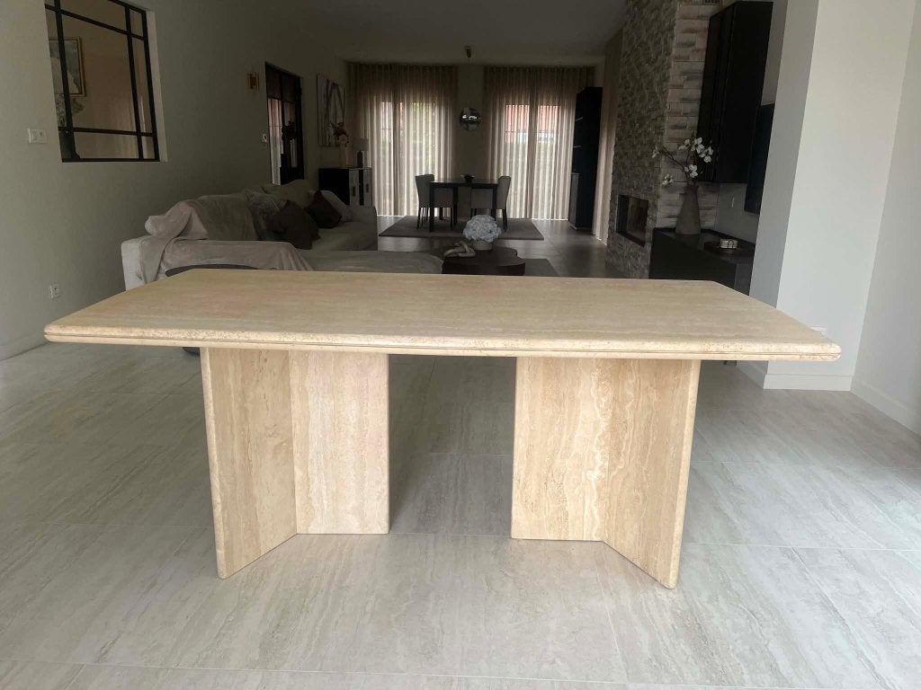 Table à manger en travertin 180x90x74, Maison & Meubles, Enlèvement ou Envoi