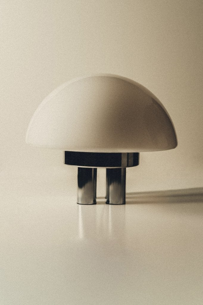 Lampe à poser vintage 70s, Vintage, Enlèvement ou Envoi, Verre, E27 (grand)