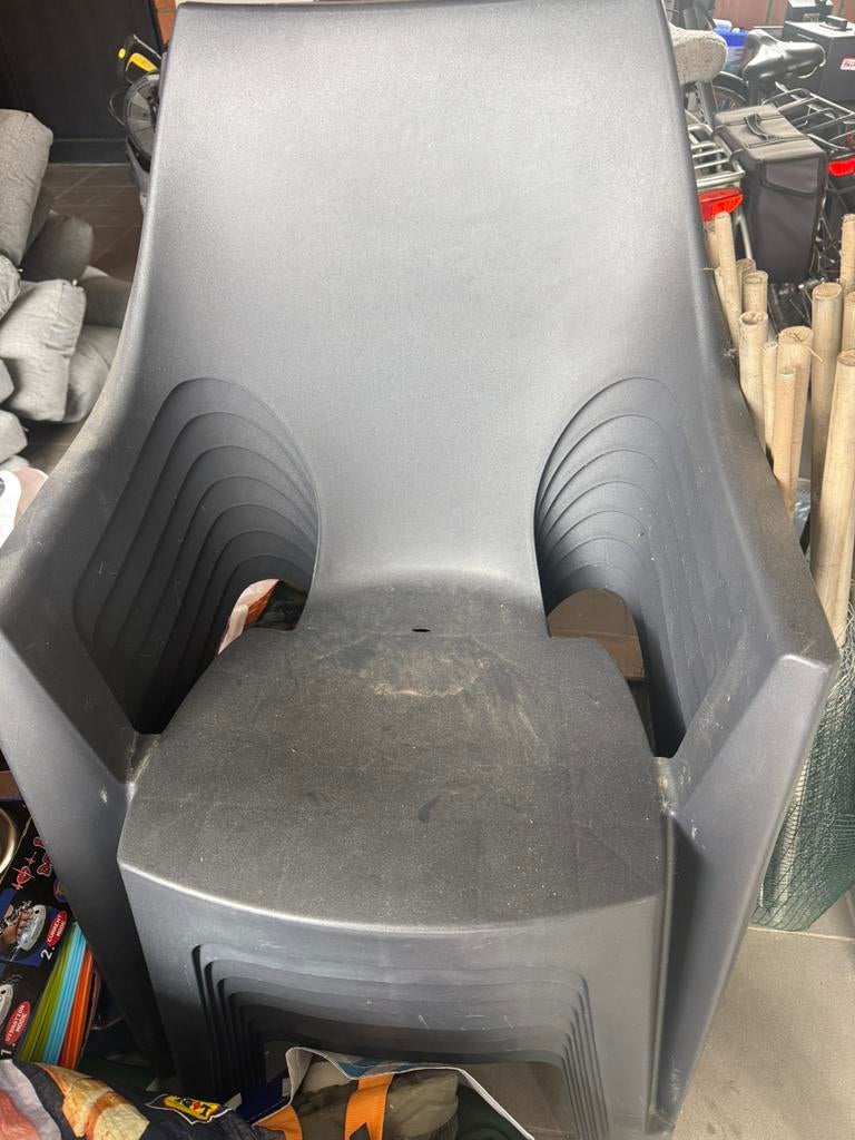 8 x blauwe tuinstoel, Tuin en Terras, Tuinstoelen, Ophalen, Gebruikt, Kunststof, Stapelbaar