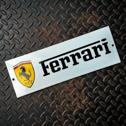 Emaille Schild FERRARI Wit Dealer Reclamebord Vintage Plaque, Verzenden, Gebruikt, Reclamebord