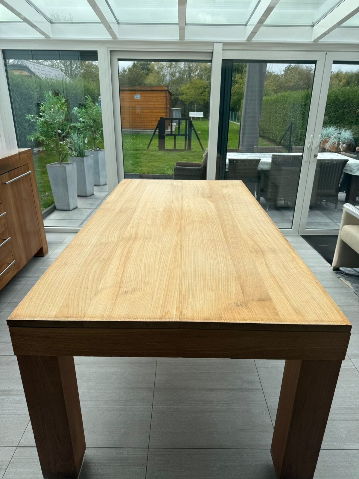 Massief Ventura Teakhout tafel, Ophalen, 50 – 75, Gebruikt, 100 tot 150 cm