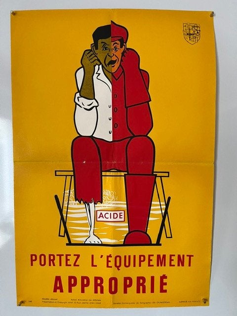 Affiche sur la sécurité industrielle, acides d'avertissement, Enlèvement