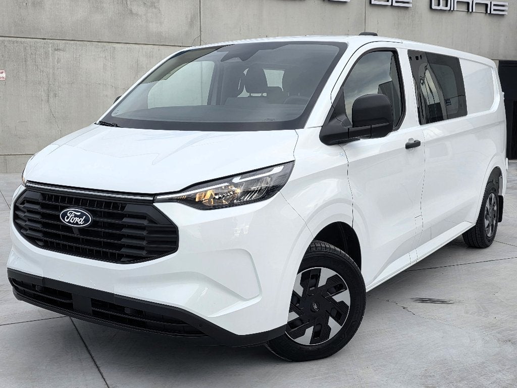 Ford Transit Custom PHEV 227 PK - Dub Cab 6ZIT - NIEUW 0KM, Auto's, Stof, Verwarmde buitenspiegels, Wit, Bedrijf