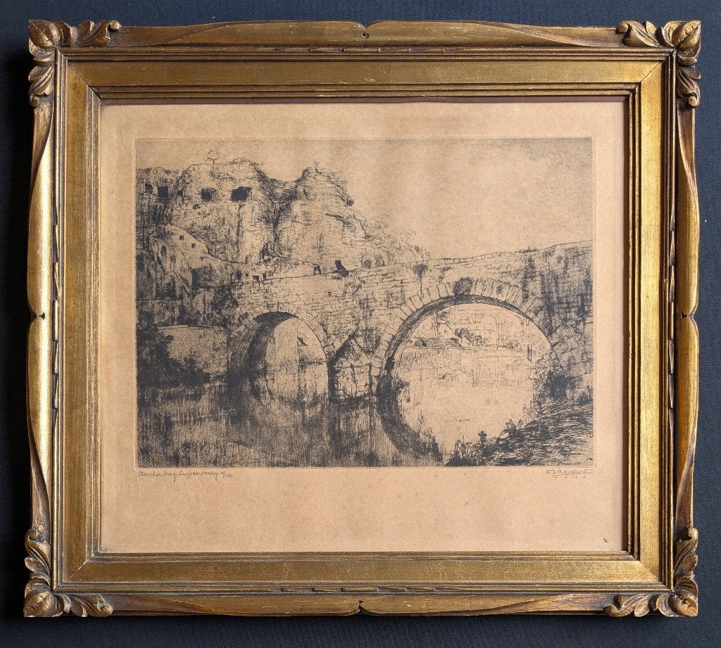Desiré Naeyaert - ets - prachtige kader - vroeg werk, Antiek en Kunst, Kunst | Etsen en Gravures, Ets, Architectuur, Genummerd
