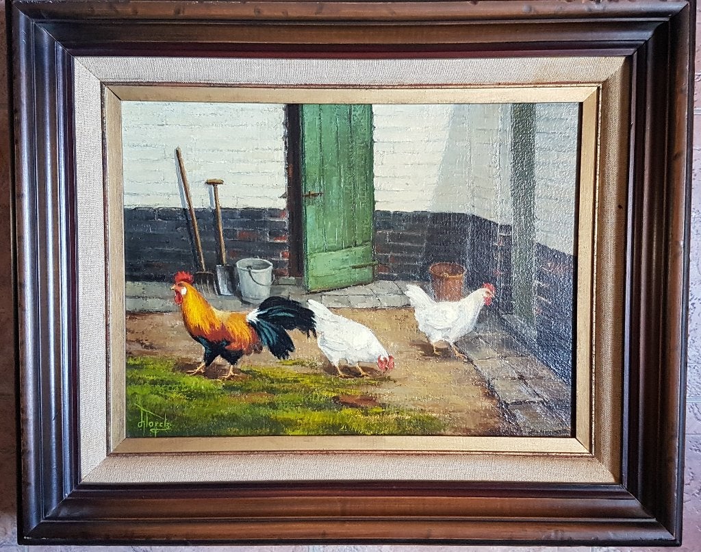 schilderij, Antiquités & Art, Enlèvement, Animaux, Signé, Peinture à l'huile