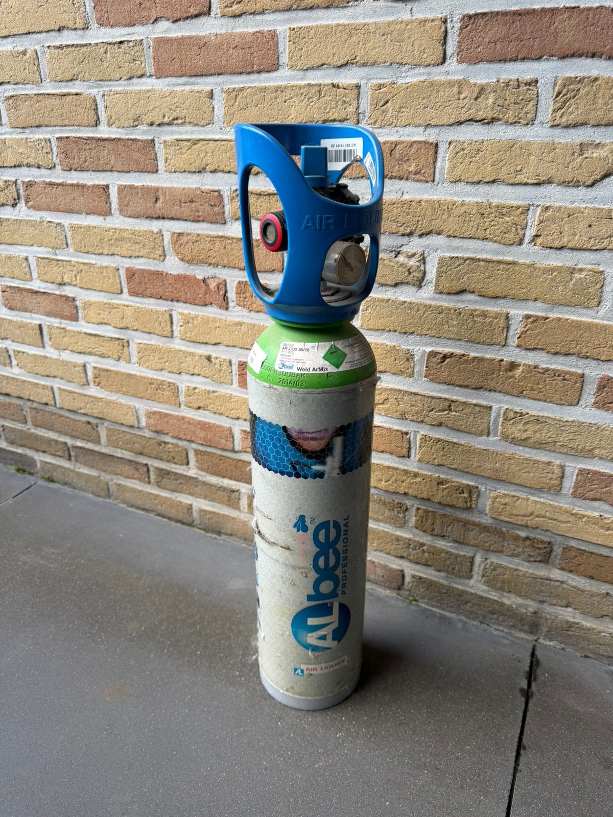Lasfles gevuld  gasfles albee, Ophalen, Zo goed als nieuw