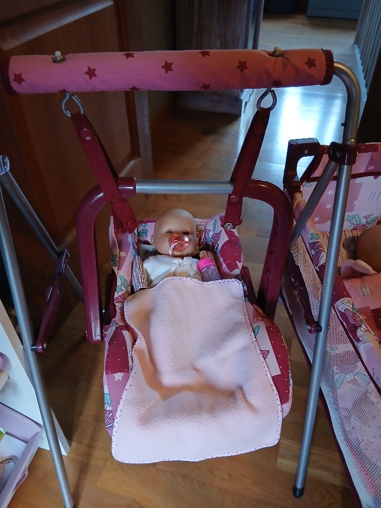 Lit poupée pliant et maxicosy balançoire poupée, Enlèvement, Comme neuf, Baby Pop