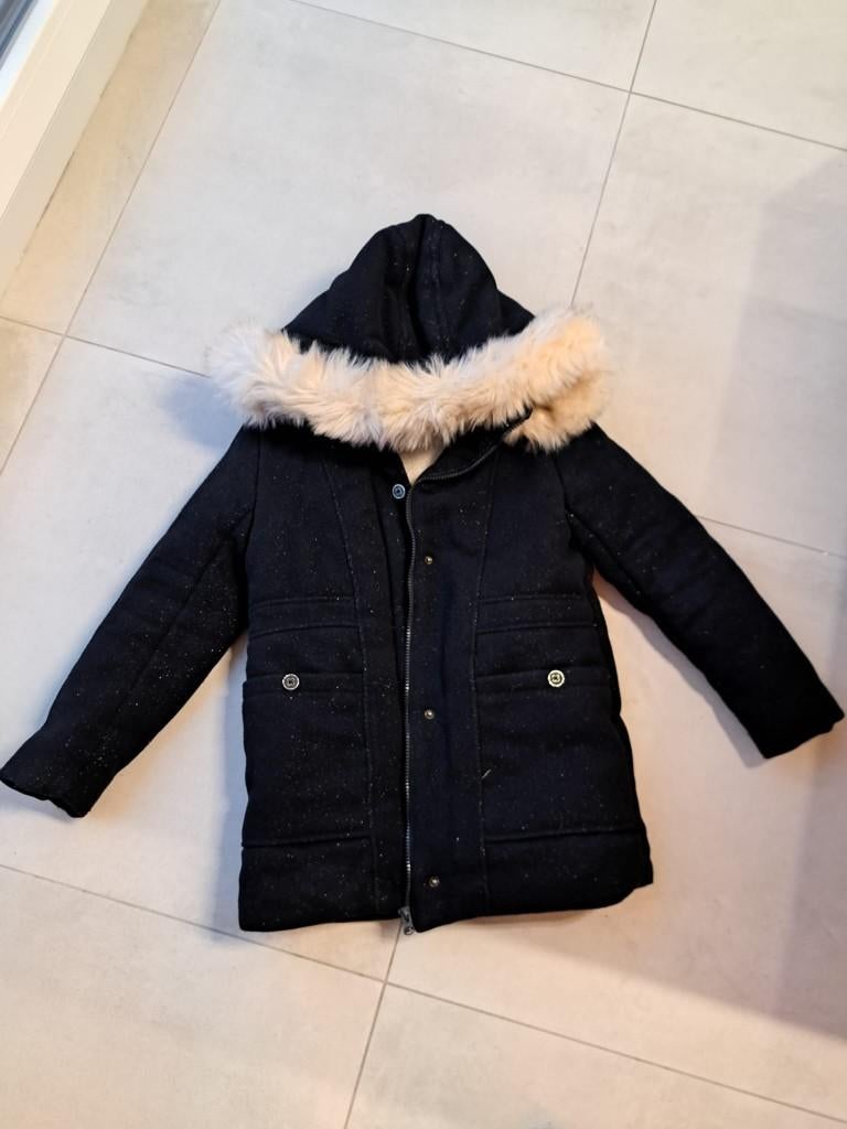 Manteau enfant avec capuche fausse fourrure - Taille 140, Kinderen en Baby's, Kinderkleding | Maat 140, Gebruikt, Meisje, Jas
