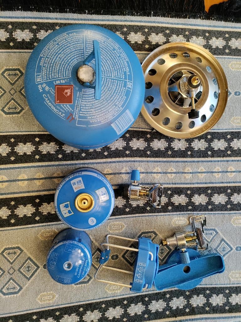 3 gasflessen propaan/butaan kamperen, Ophalen, Gebruikt