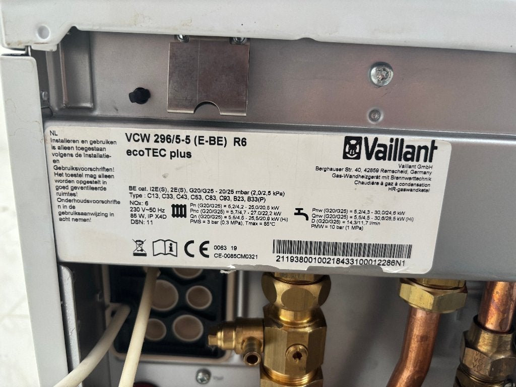 Valliant eco TEC plus VCW 296/5-5 (E-BE) R6, Doe-het-zelf en Bouw, Chauffageketels en Boilers, Ophalen, Gebruikt, Aardgas, Terugslagbeveiliging (TTB)