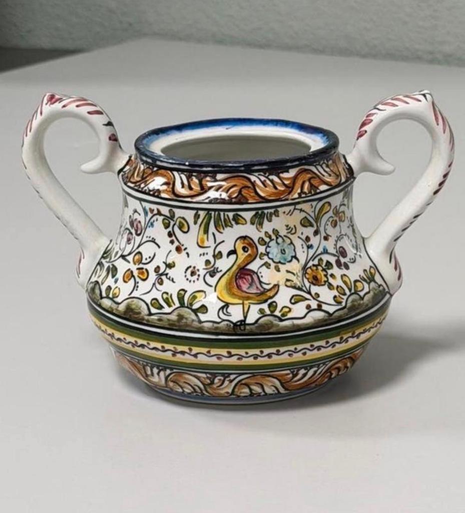 Magnifique sucrier vintage peint à la main Coimbra — 15 cm, Enlèvement ou Envoi