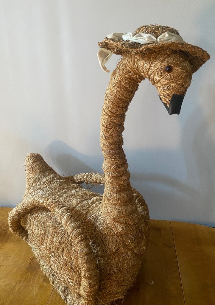 Groot strosculptuur/decoratieve figuur van een zwaan, Ophalen, Overige materialen, 50 - 100 cm, Vogel
