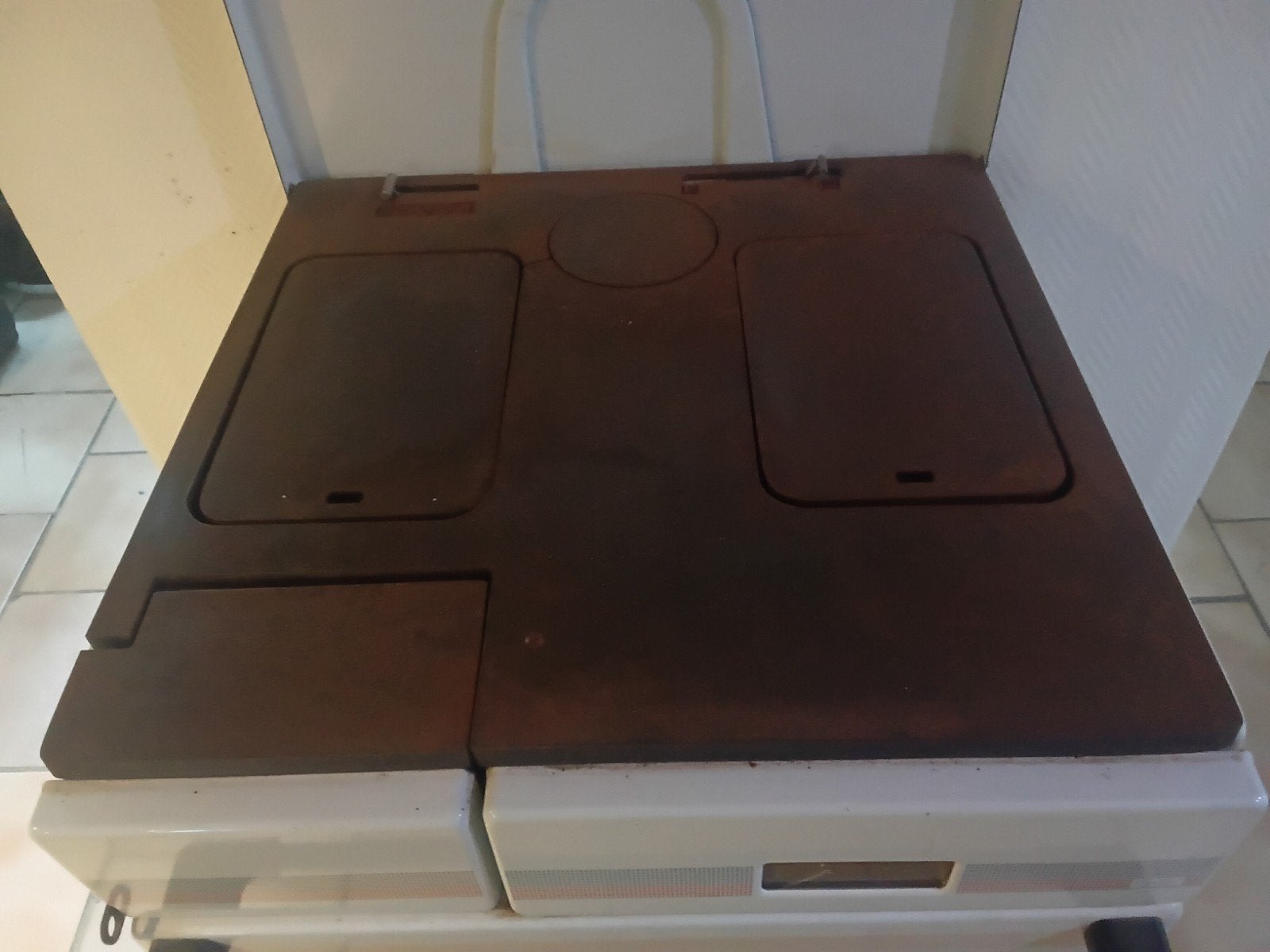 cuisinière Deville blanche bois et charbon L60cm l60cm H80cm, Cuisinière, Comme neuf, Enlèvement, Bois