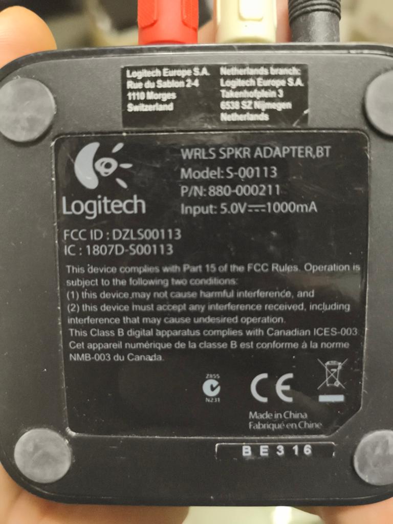 Récepteur Audio Bluetooth Logitech (Modèle S-00113), Utilisé
