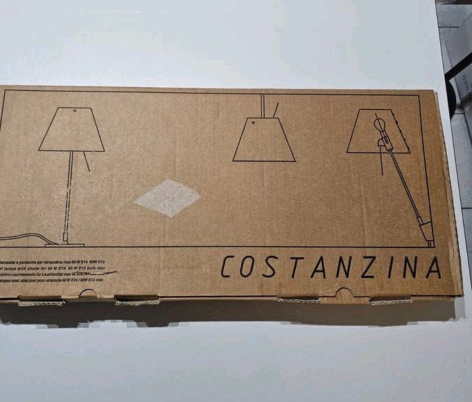 Luce plan Costanzina wit + aluminium frame. Nieuw!, Bureaulamp, Overige merken, Inclusief lichtbron, E14 (klein)
