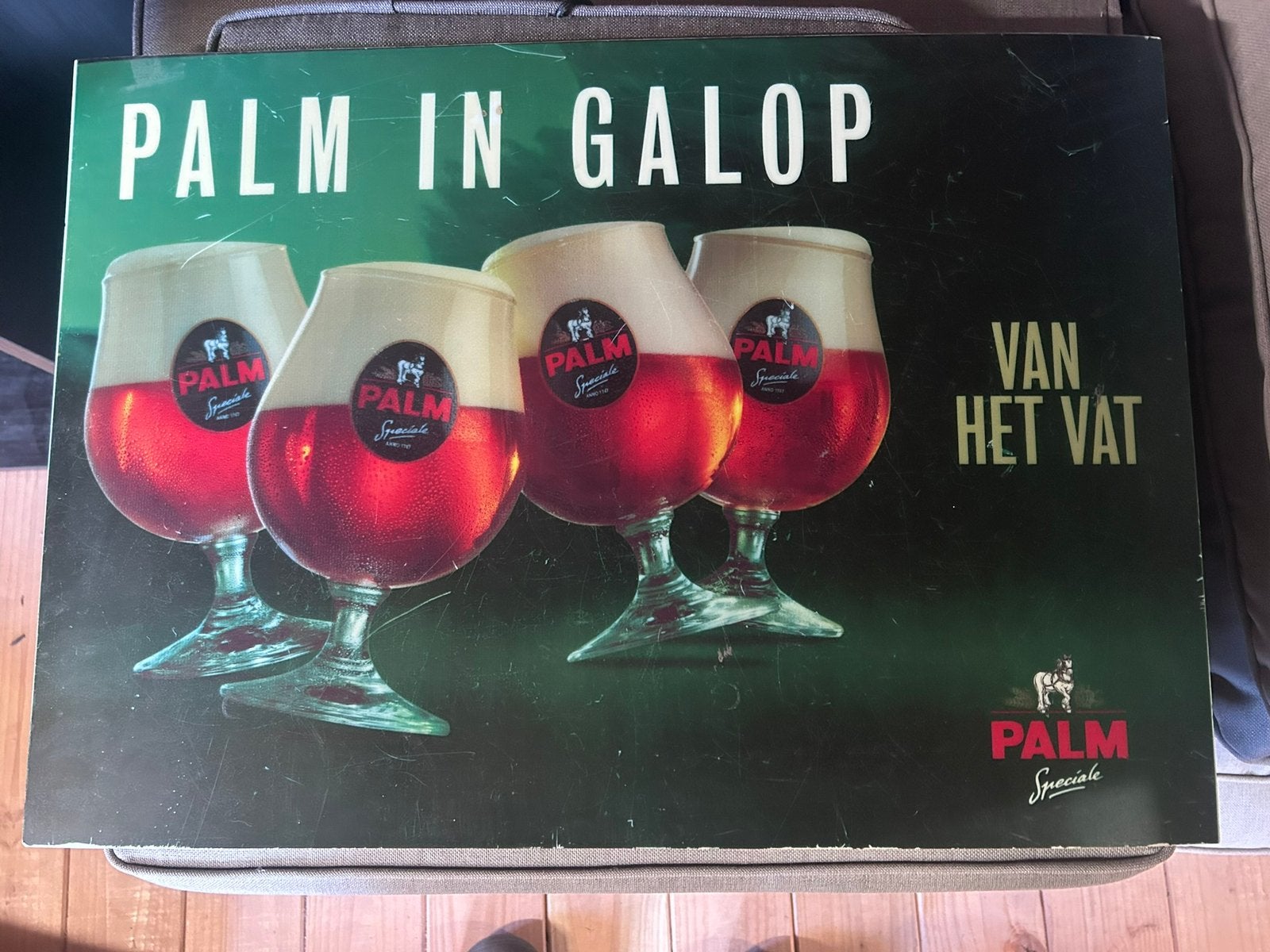 Palm au galop, Collections, Marques de bière, Enlèvement, Utilisé, Panneau, Plaque ou Plaquette publicitaire, Palm