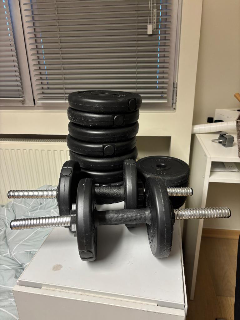 Halters met gewichten, Sport en Fitness, Fitnessmaterialen, Ophalen, Zo goed als nieuw