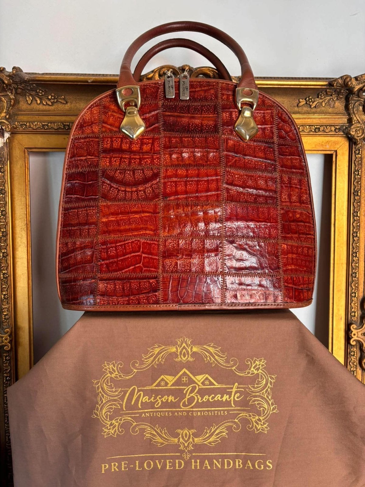 Sac à main vintage BOL-PERDIX en cuir de crocodile, Enlèvement ou Envoi, Comme neuf, Sac à main