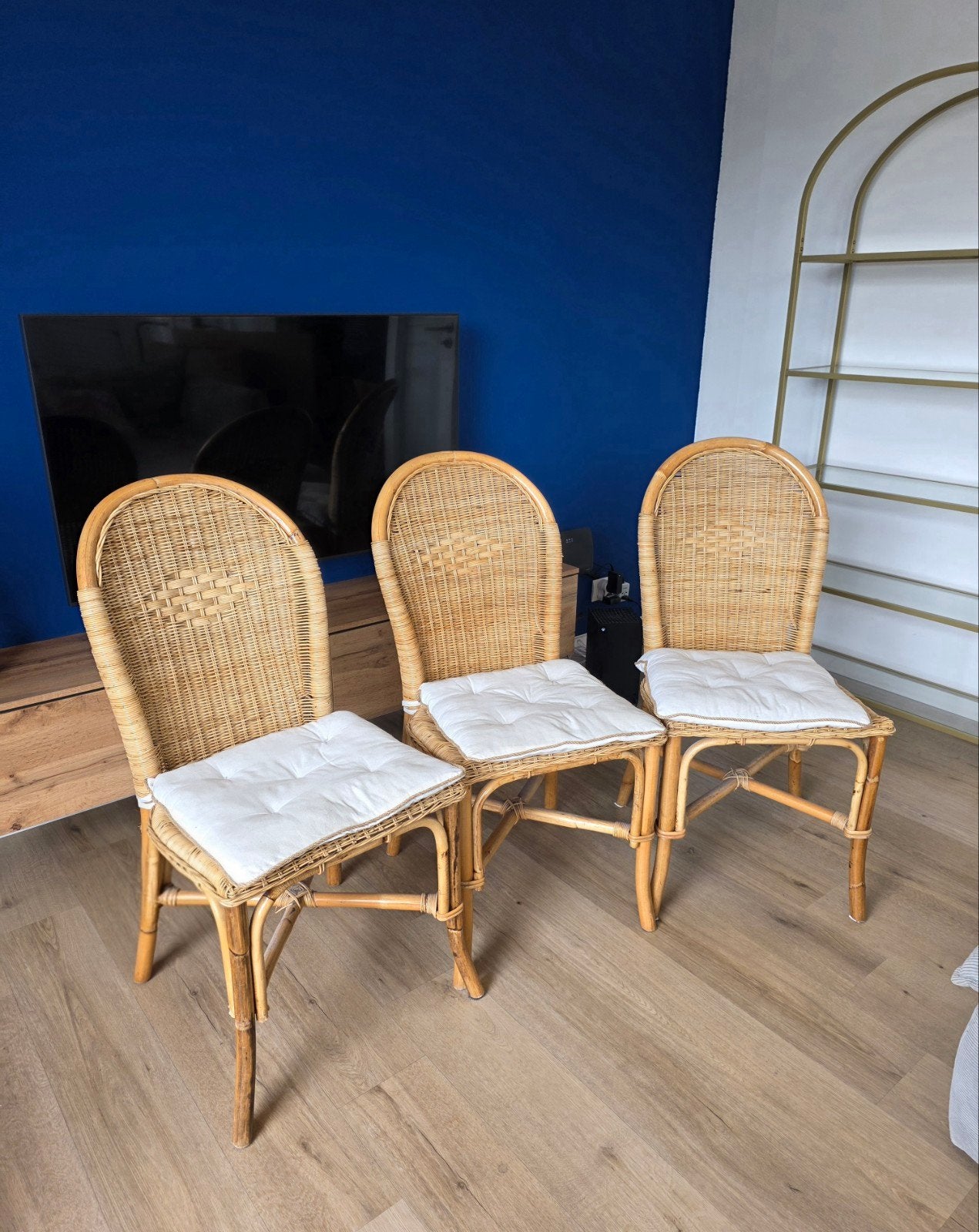 Lot 3 Chaises en osier +coussin offert.HT. 97 CM  LG. 47CM, Tuin en Terras, Tuinstoelen, Ophalen, Wicker