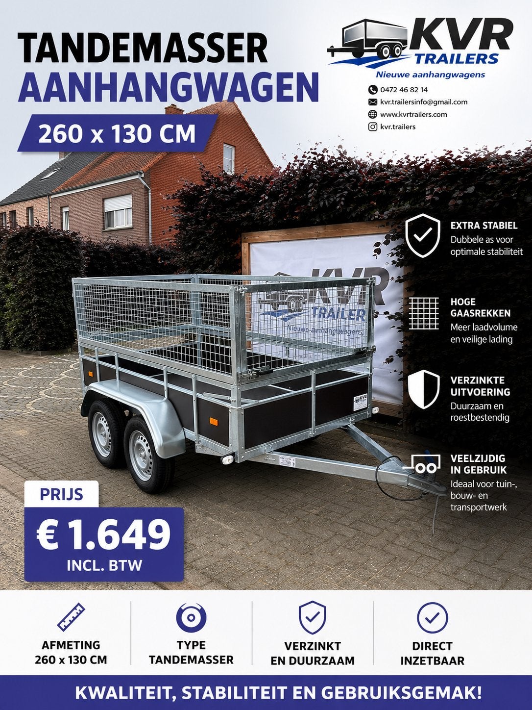 Dubbelasser met loofhekken, Autos : Divers, Remorques, Enlèvement, Comme neuf