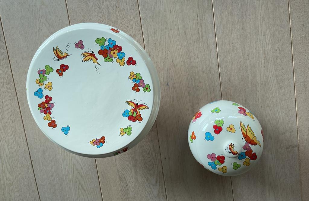 Taartschotel + snoeppot, Ophalen of Verzenden, Zo goed als nieuw