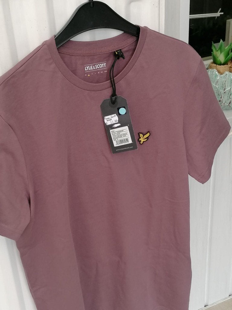 Heren t-shirt Lyle en Scott, Ophalen, Paars, Nieuw, Lyle & Scott