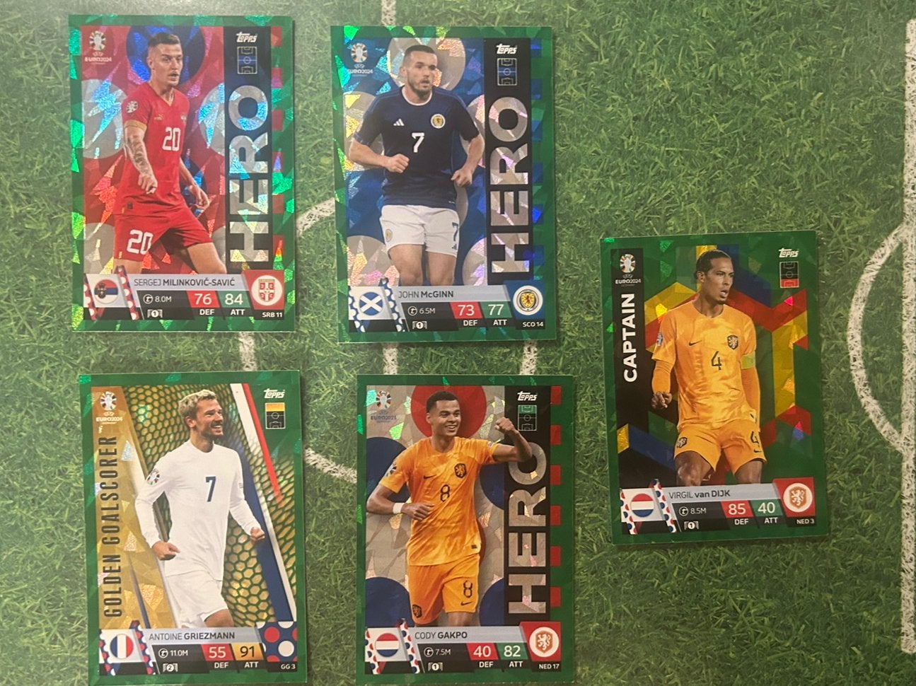 Topps euro 2024 green paralels, Enlèvement ou Envoi, Neuf, Plusieurs images