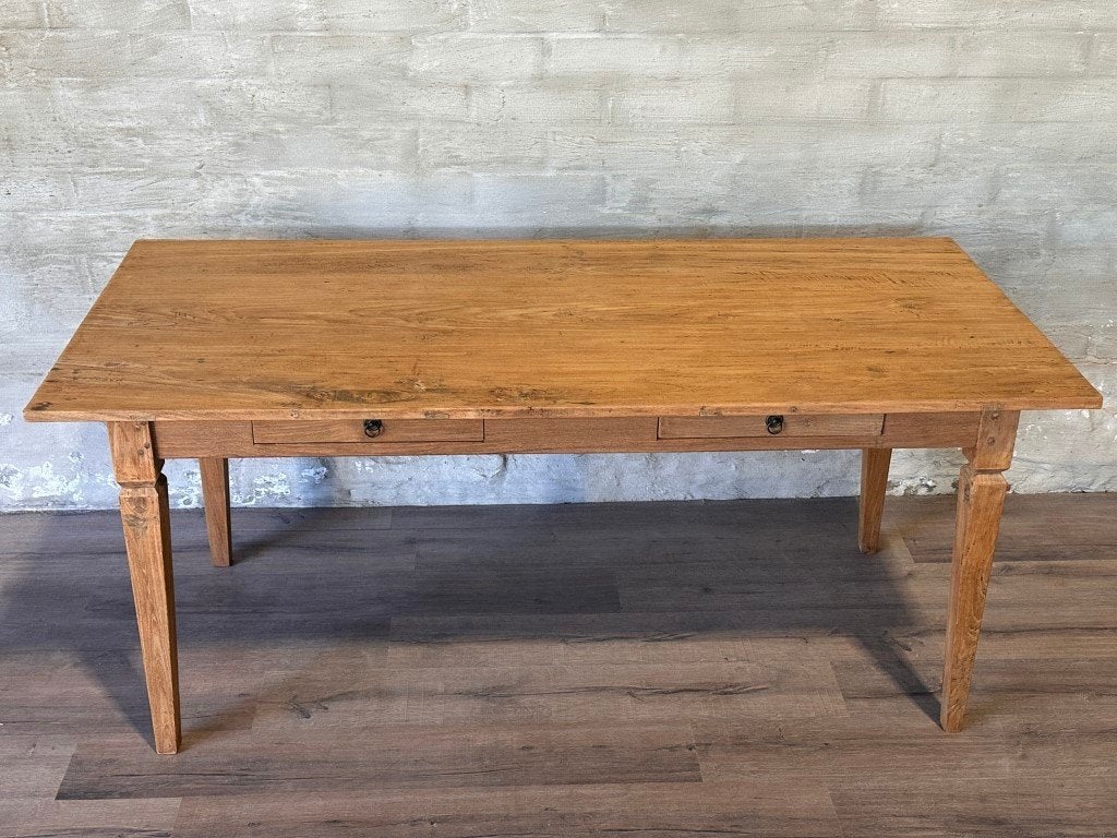 Boerentafel met 2 lades - 180 x 84 cm + 78 cm, 150 à 200 cm, Chêne, ., Comme neuf
