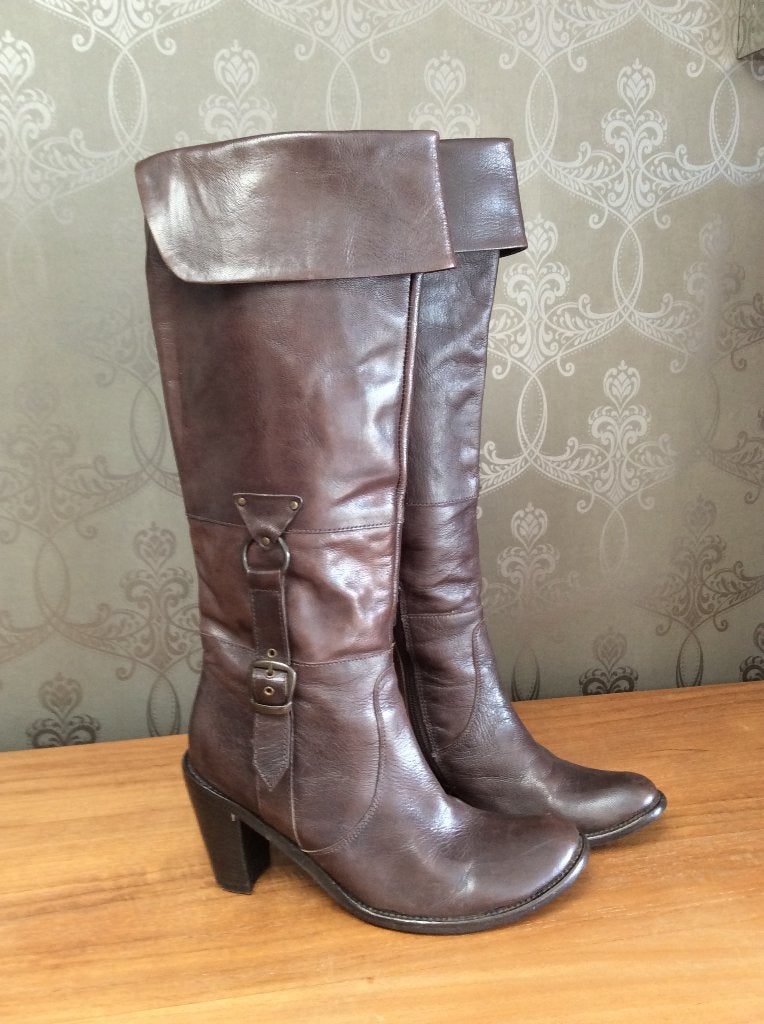 Bottes à talons Kickers 38, Enlèvement ou Envoi, Comme neuf, Brun, Kickers