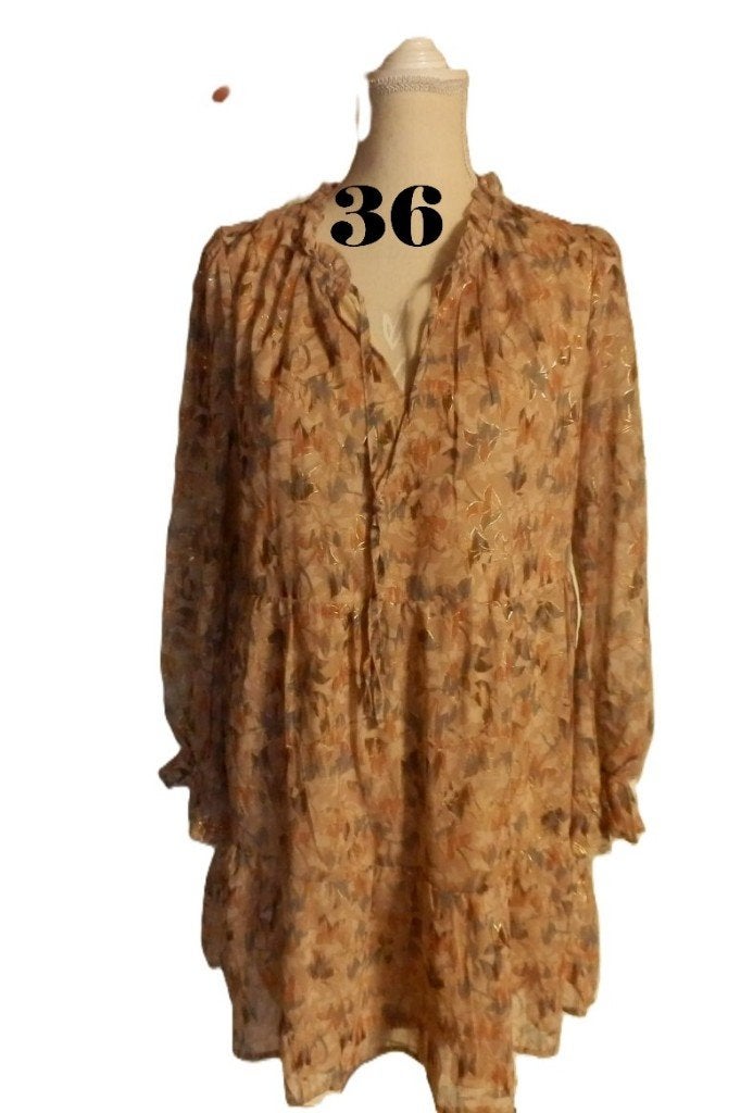 (84) -robe femme t.36 beige dorée - neuve - killy -, Neuf, Enlèvement ou Envoi, Killy, Longueur genou