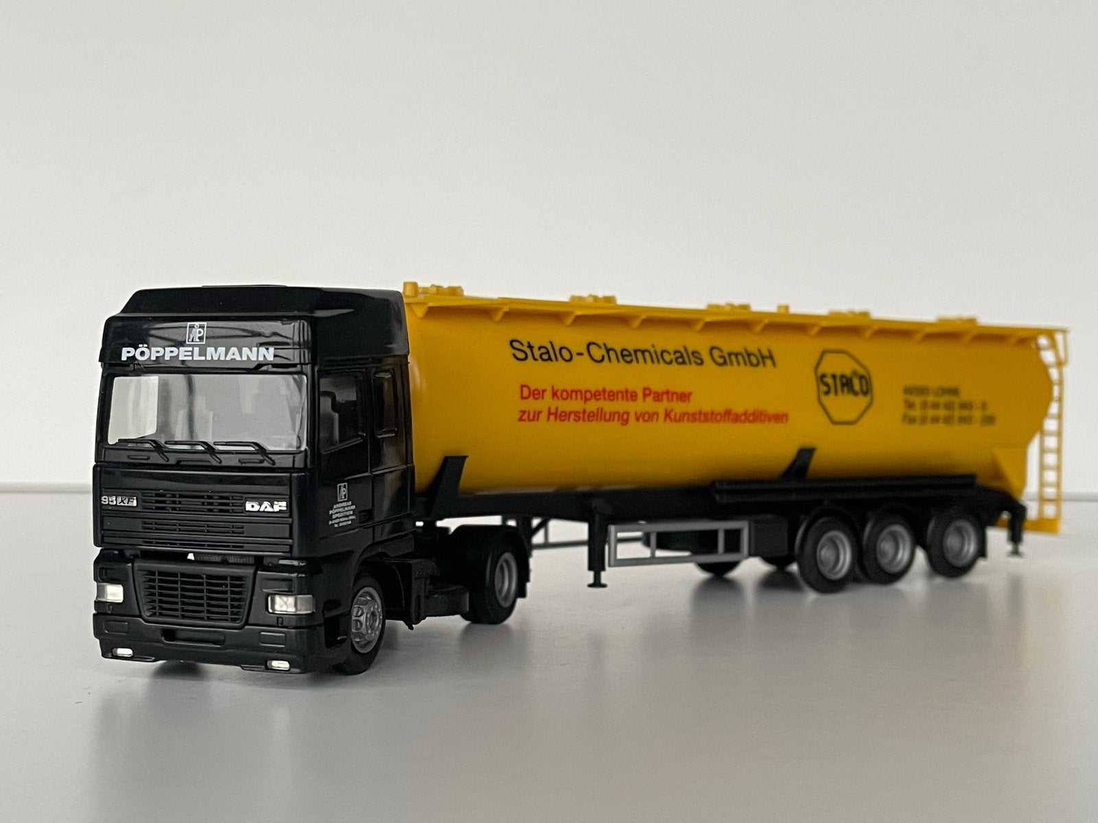 Heepa DAF 95-XF Poppelmann silo oplegger 1:87, Ophalen of Verzenden, Zo goed als nieuw, Bus of Vrachtwagen, Herpa