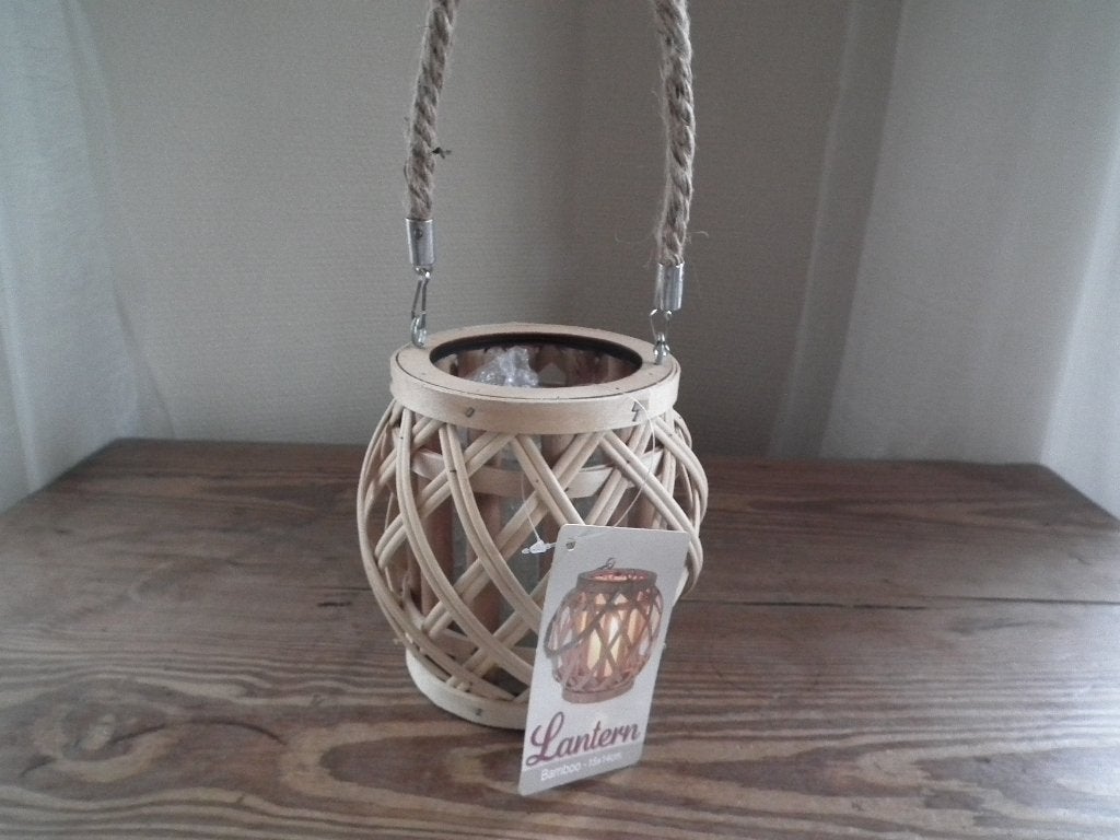 Lantaarn - Bamboe (15 x 14 cm) nieuw, met label, Huis en Inrichting, Lantaarn, Verzenden, Natuurlijk materiaal, Nieuw