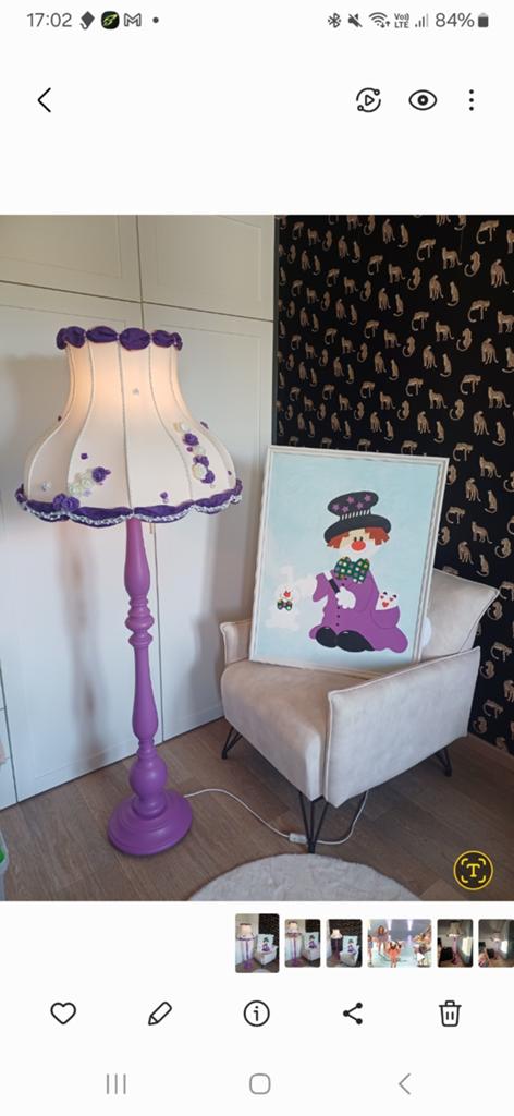 Unieke handgemaakte retro staanlamp met schilderij, Ophalen