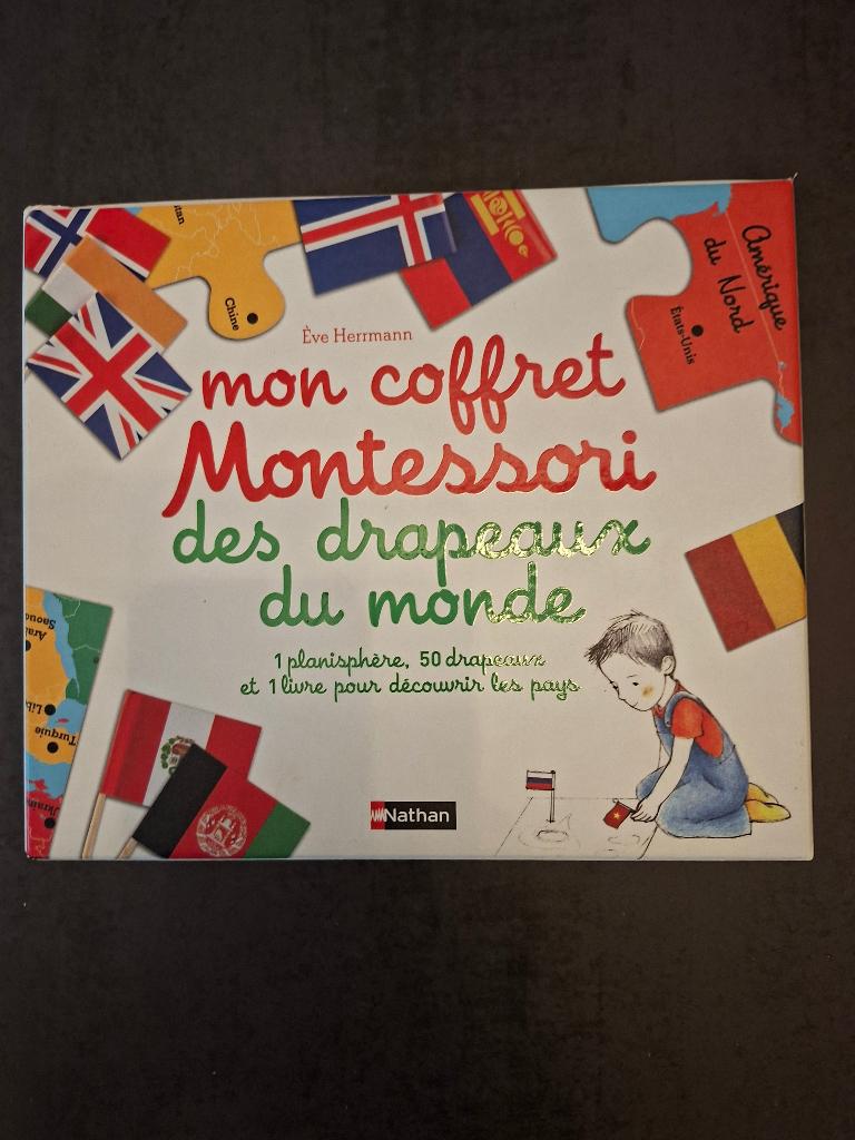 Jeu Montessori drapeaux du monde, 1 ou 2 joueurs, Enlèvement, Comme neuf