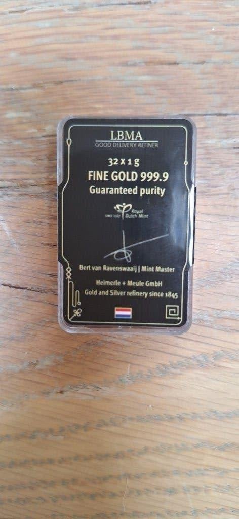 32X1G Fine Gold/Lingots d'or 999.9 LBMA Royal Deutch Munt, Enlèvement, Or