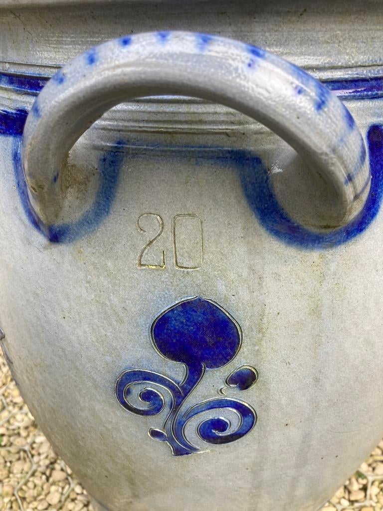 Grote franse Betschdorf-pot aardewerk frans landelijk blauw, Tuin en Terras, Ophalen, Zo goed als nieuw, Aardewerk