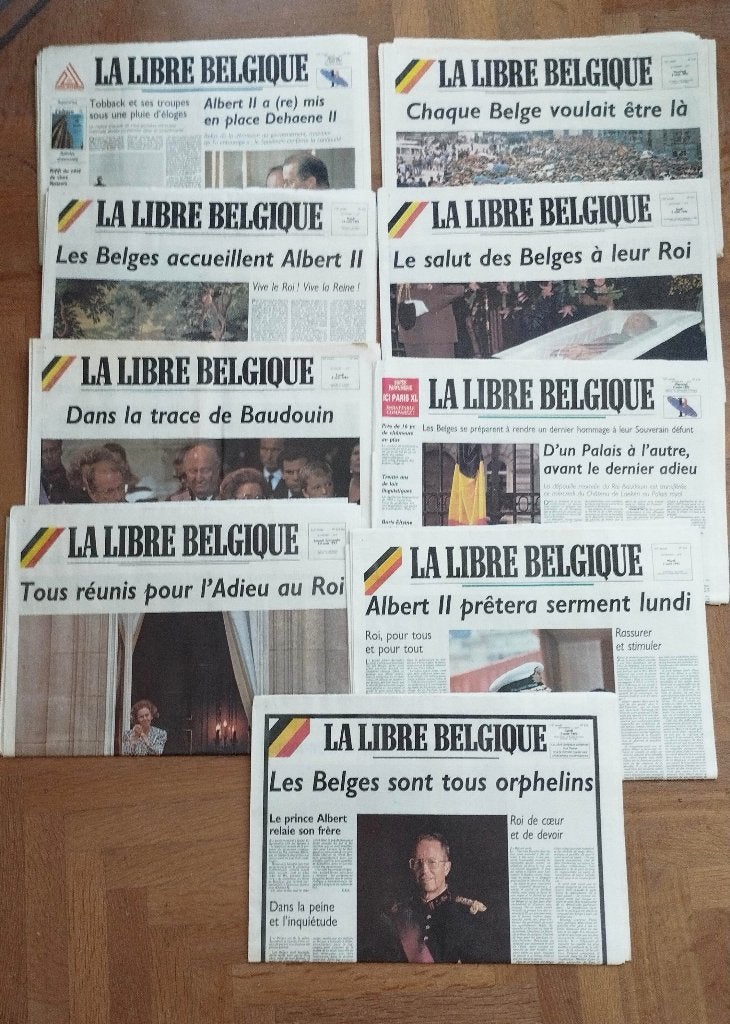 Mort Roi Baudouin La Libre Belgique journaux 2 au 11 août 93, Collections, Enlèvement ou Envoi, Utilisé, Magazine ou livre