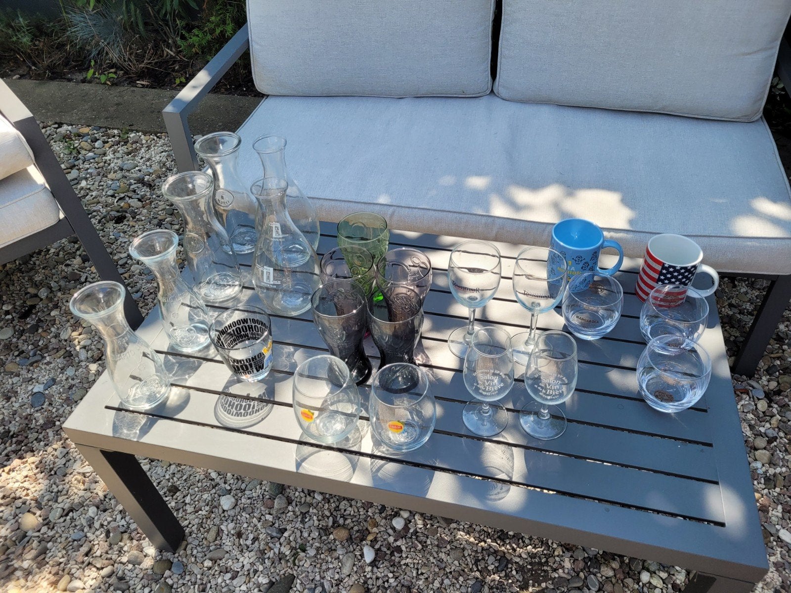 Te koop: Diverse glazen, karaffen en mokken  gebruikte staat, Verzamelen, Ophalen, Gebruikt