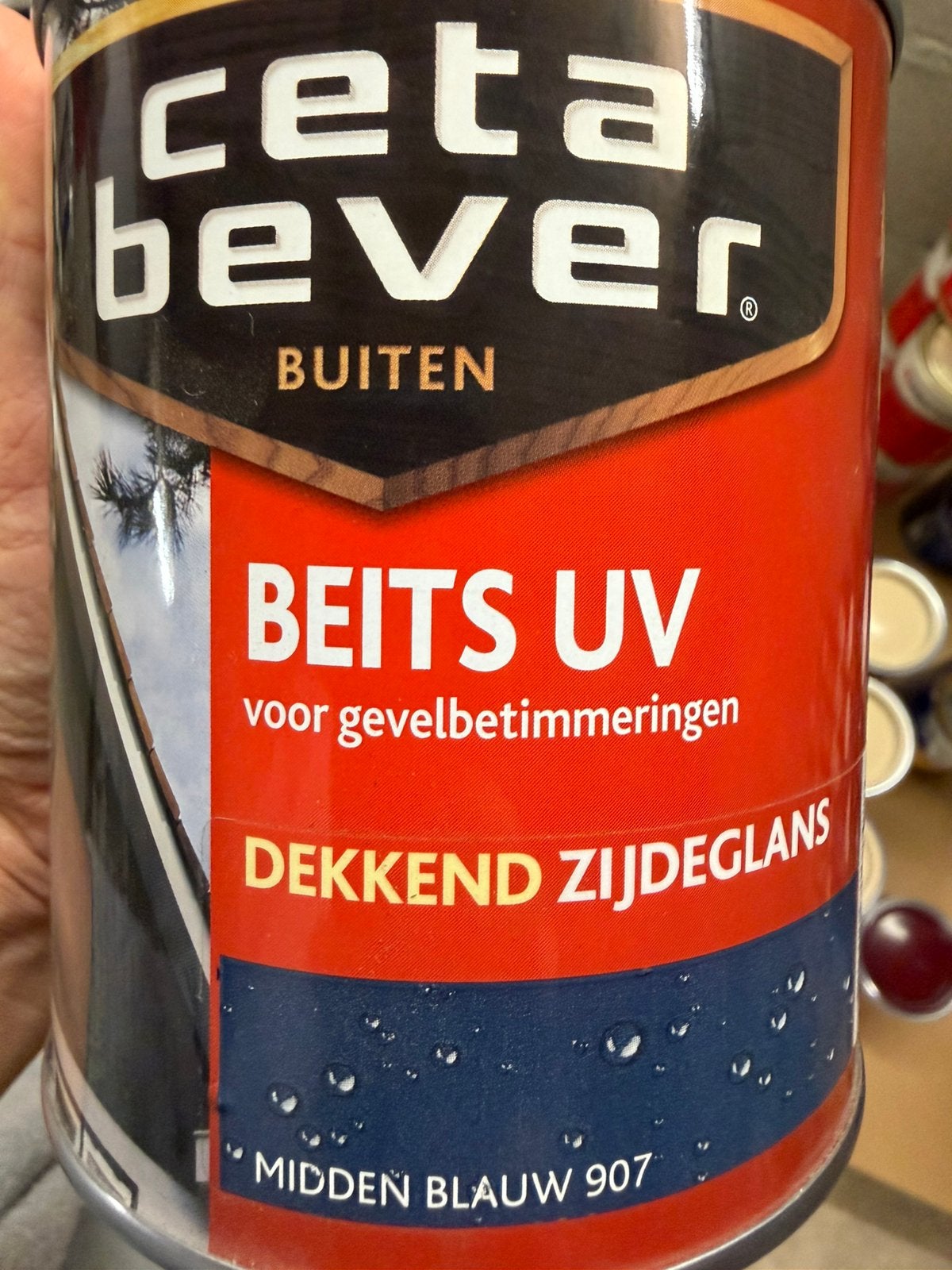 Cetabever dekkende beits middenblauw 0,75liter, Ophalen of Verzenden, Nieuw, Hout, Blauw