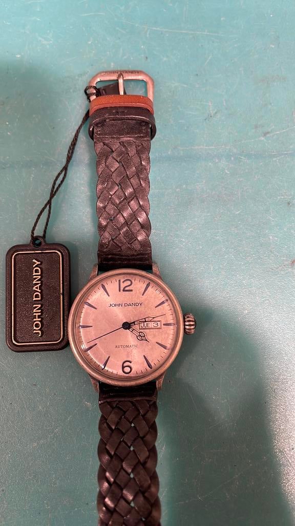 Montre automatique John Dandy, Autres marques, Enlèvement ou Envoi, Cuir, Acier