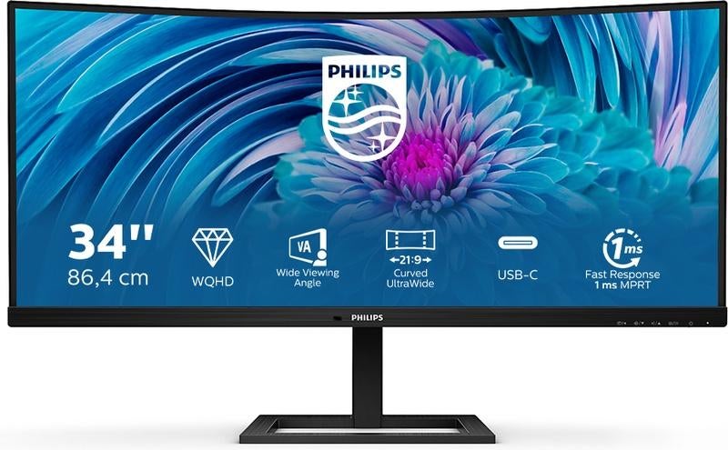 Moniteur ultra-large incurvé Philips 346E2CUAE - USB-C, 3 à 5 ms, Philips, Enlèvement ou Envoi, Autres résolutions