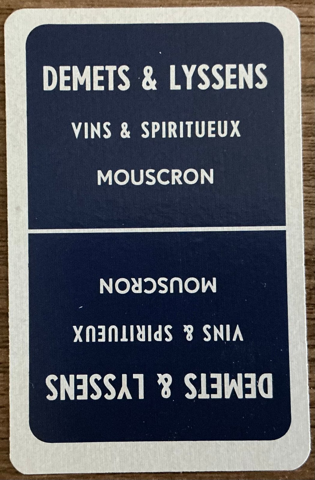 Carte à jouer DEMETS & LYSSENS/MOUSCRON, Enlèvement ou Envoi, Comme neuf, Carte(s) à jouer