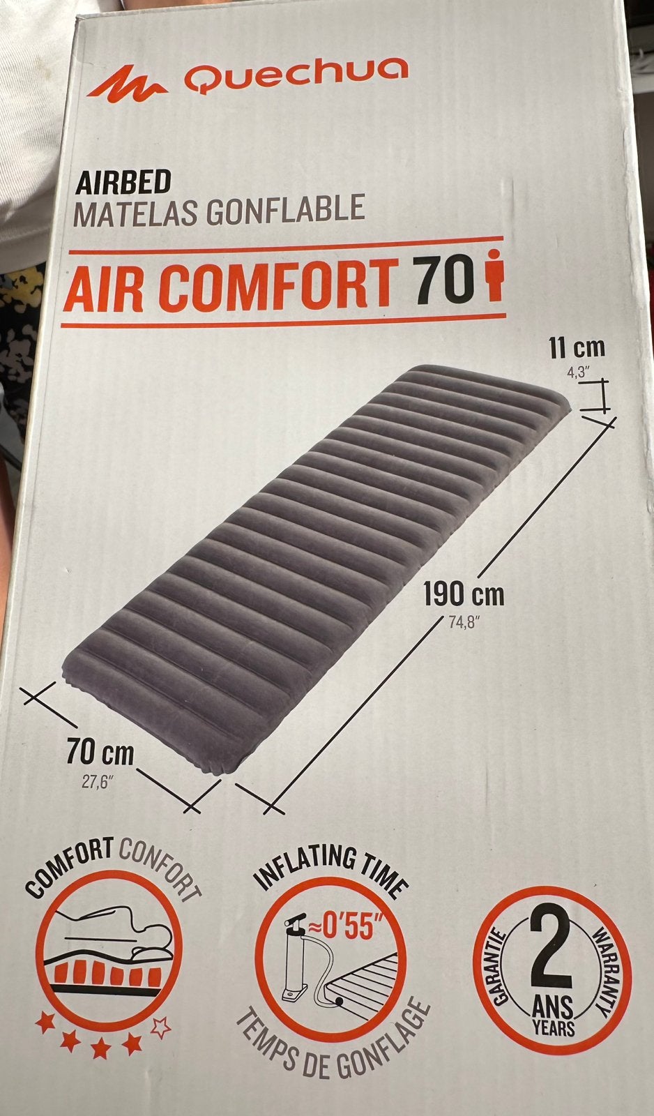 Air comfort 70 - opblaasbare luchtmatras, Caravans en Kamperen, Luchtbedden, Ophalen of Verzenden, Zo goed als nieuw