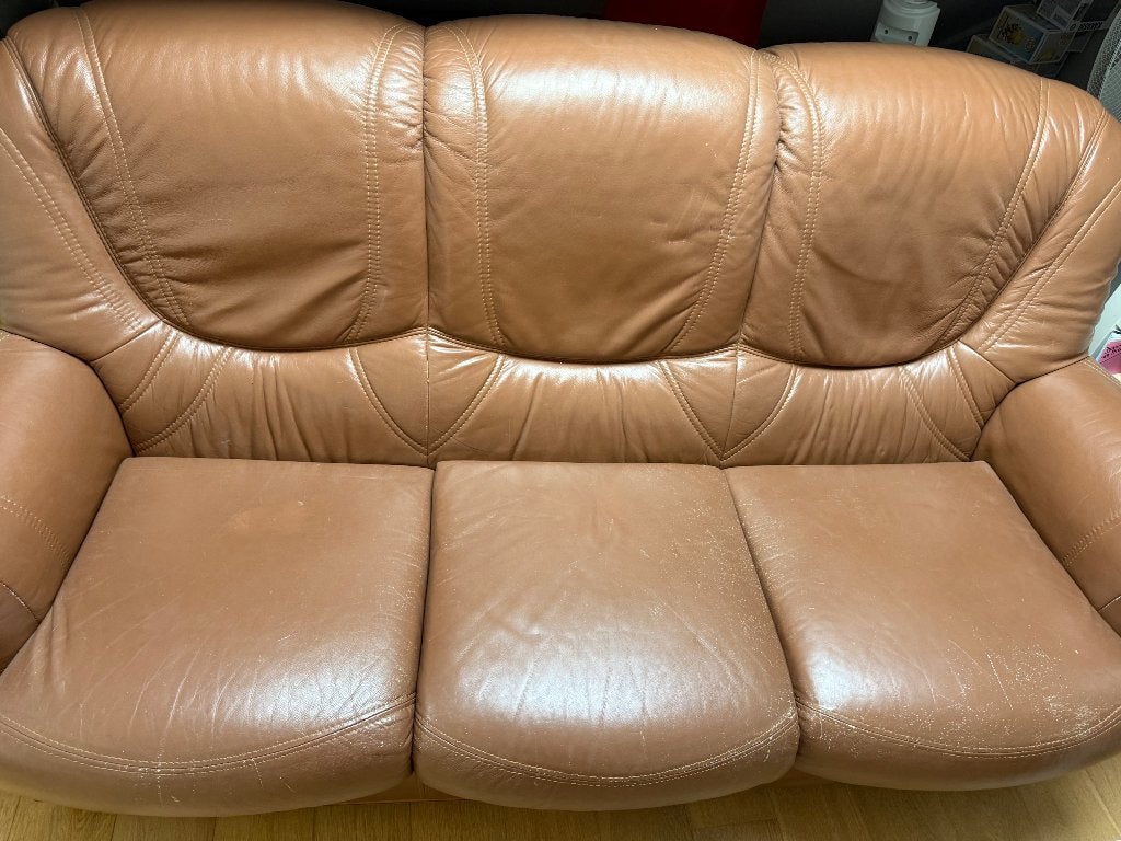 Salon en cuir, Maison & Meubles, Trois personnes, Banc droit, Enlèvement, Utilisé