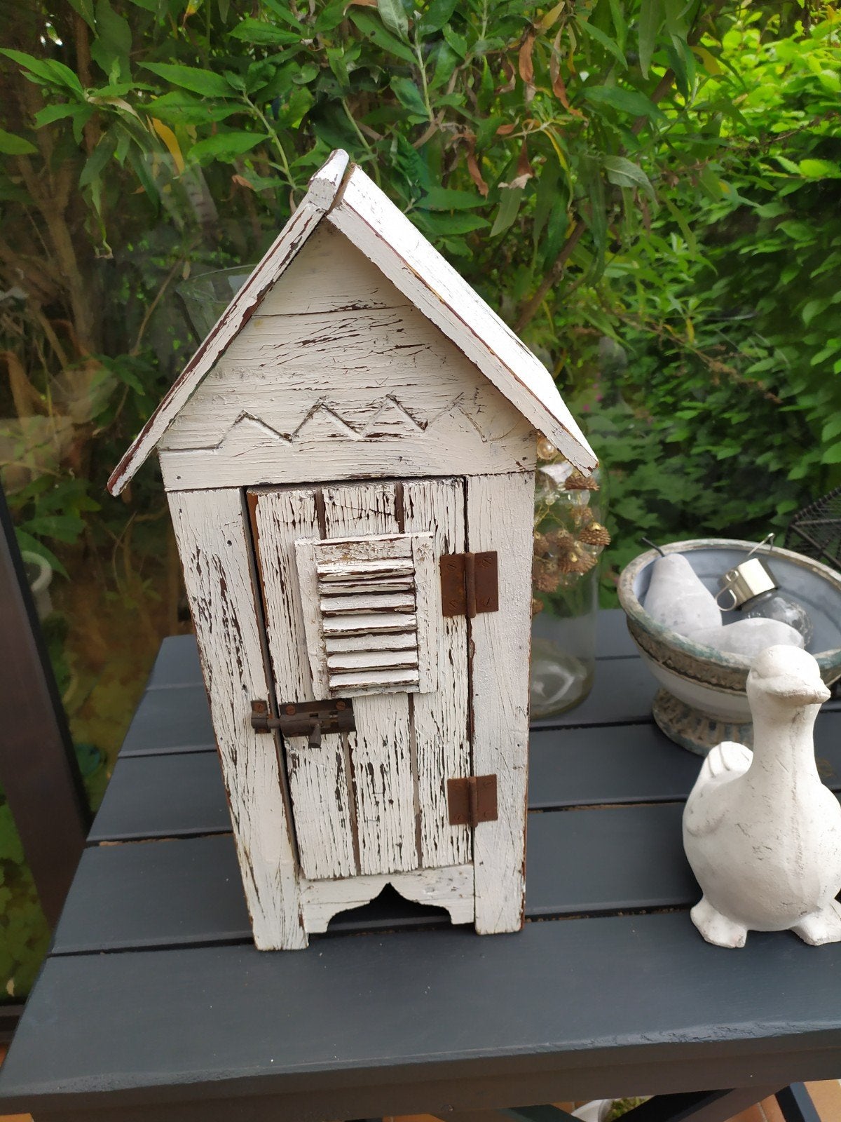 Vintage houten decoratie kastje met grendel, Vintage, Ophalen of Verzenden