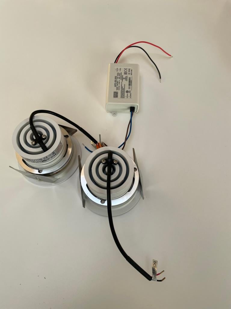 2 witte Absinthe designspots + Mean Well dimbare driver, Led, Metaal of Aluminium, Nieuw, Ophalen of Verzenden