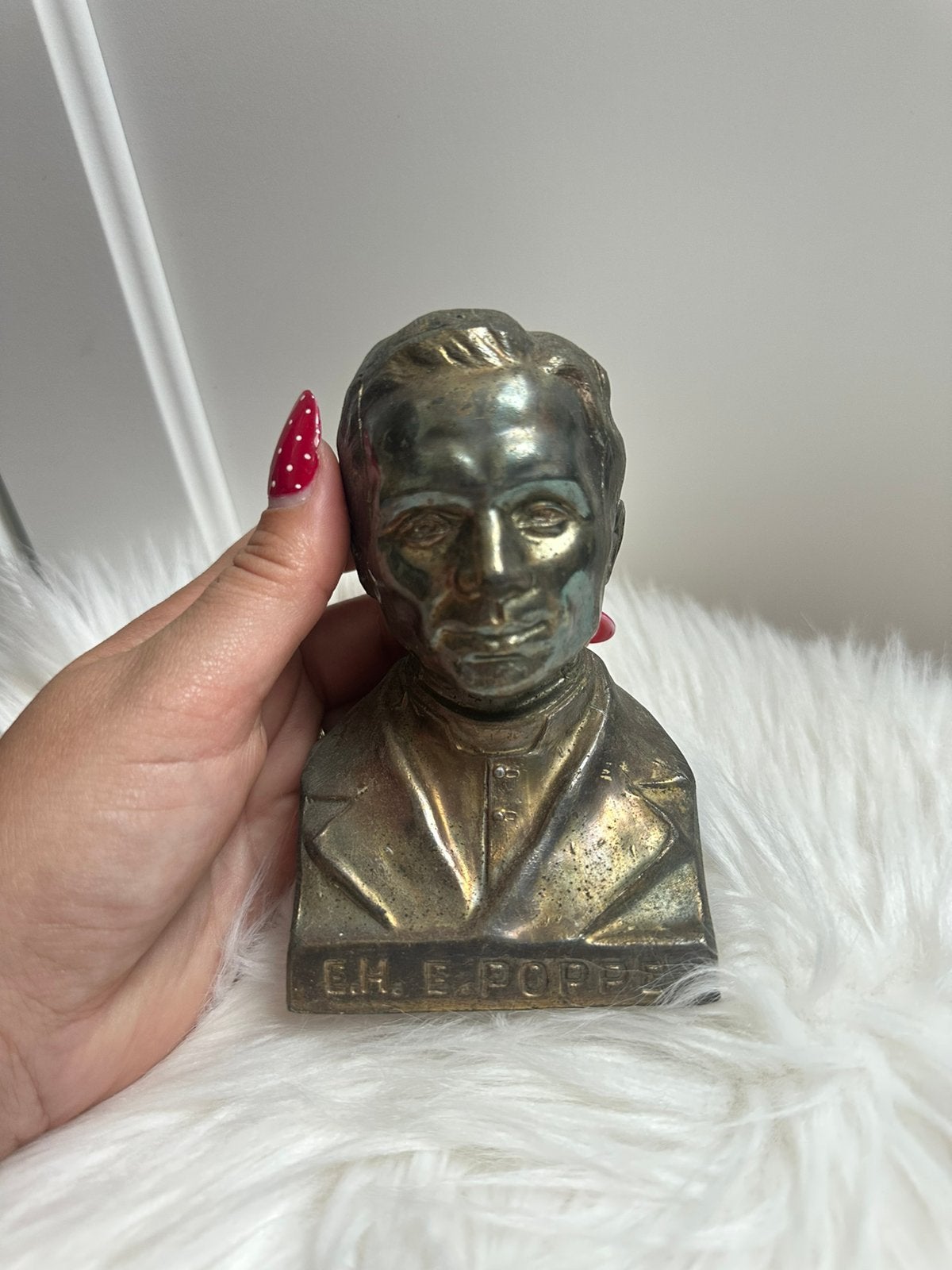 Vintage metalen buste E.H. Edward Poppe – JANCO, Enlèvement ou Envoi